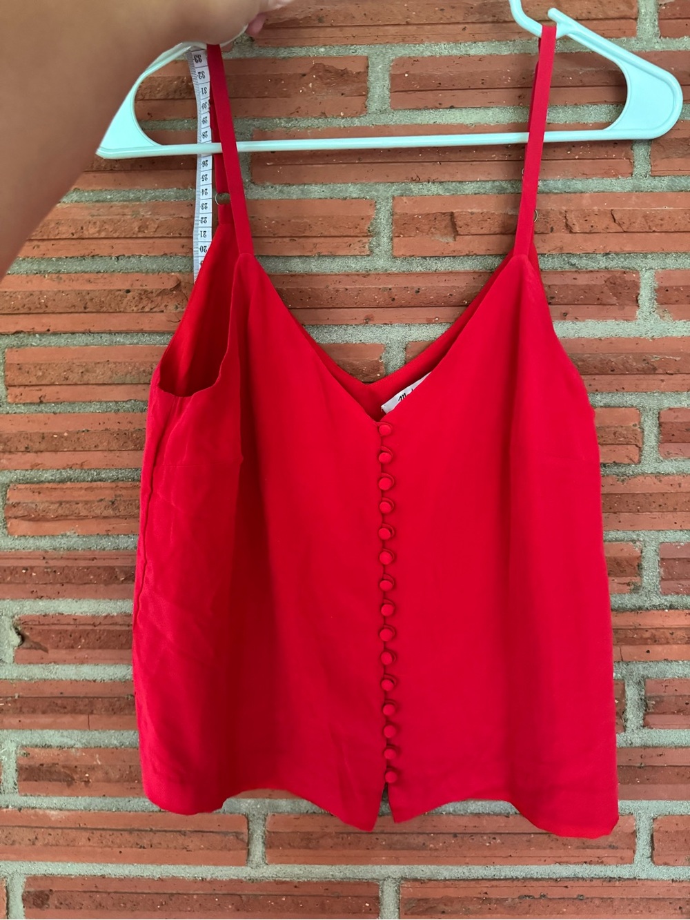 Madewell Red Spaghetti-Strap Button-Front Camisole Silk